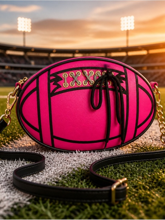Betsey Johnson Handbags - Betsey Johnson Bright Pink Football Crossbody Purse